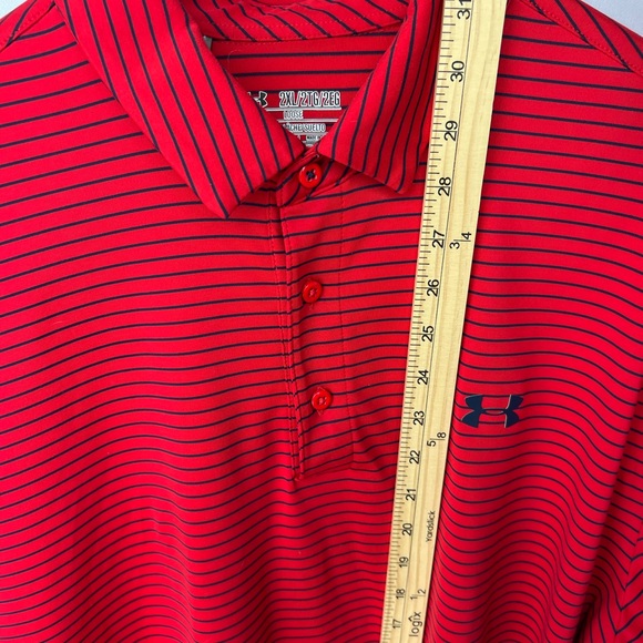 Under Armour Men's Red Striped Polo Shirt 2XL - Picture 8 of 8